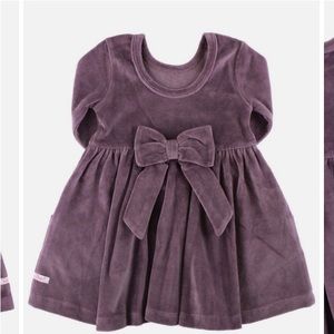 RUFFLEBUTTS VINTAGE VIOLET VELOUR 3/4 SLEEVE TWIRL DRESS